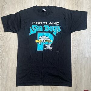 1995 Fruit of the Loom Portland Sea Dogs Black T-Shirt